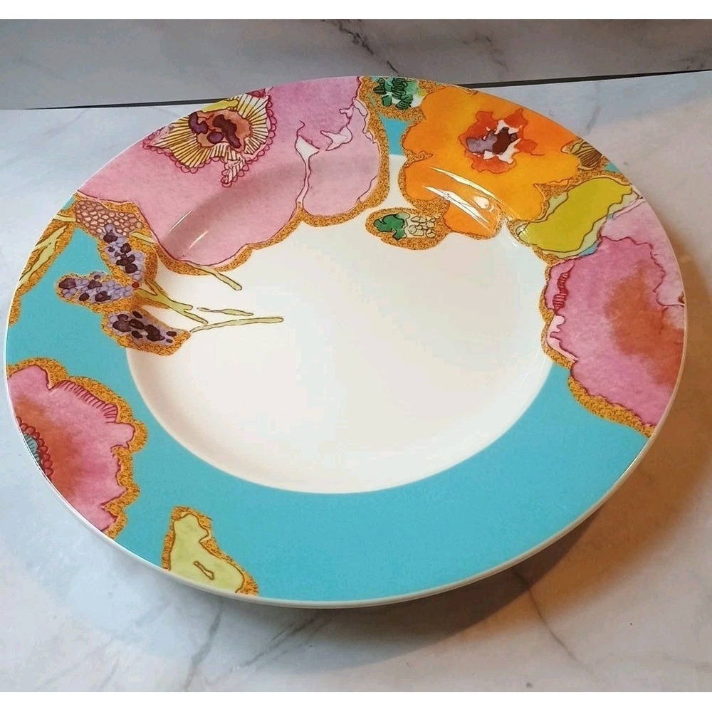 Lenox‎ Floral Fusion by Stephanie Ryan Aqua Blue 7.5"  Dessert Plate Bowl